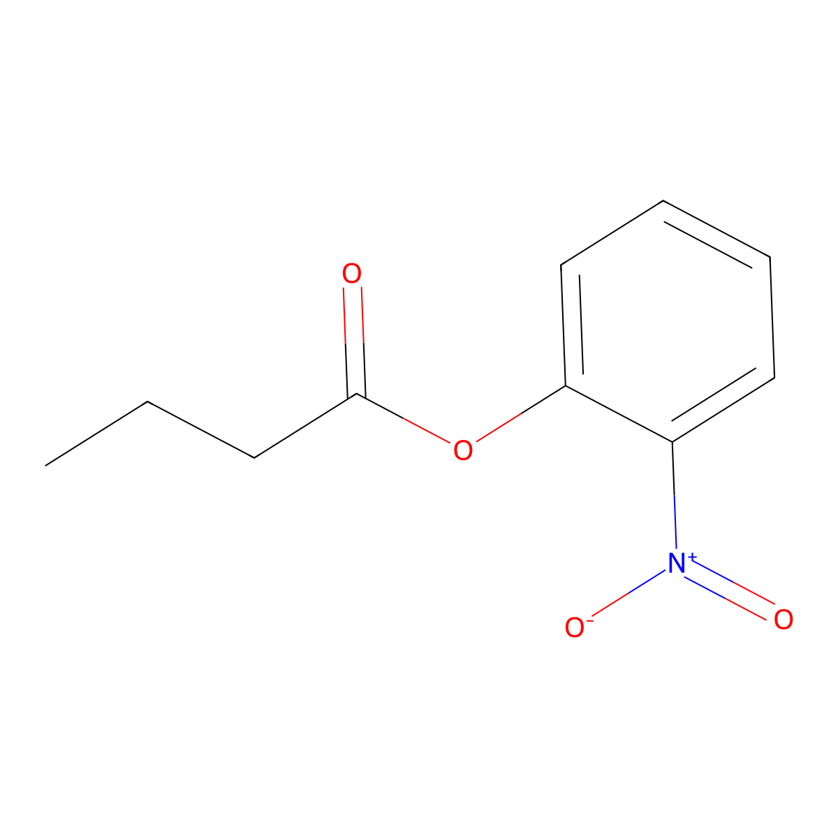Butanoic acid, 2-nitrophenyl ester molecular structure, CAS 2487-26-5
