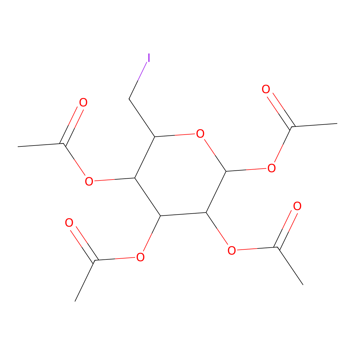 2,3,5-Tri(acetyloxy)-6-(iodomethyl)tetrahydro-2H-pyran-4-yl acetate molecular structure, CAS 24871-54-3