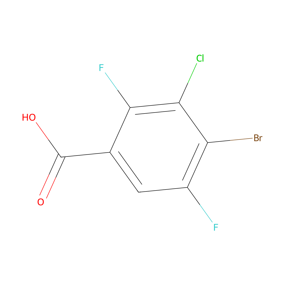 4-Bromo-3-chloro-2,5-difluorobenzoic acid molecular structure, CAS 2487480-03-3
