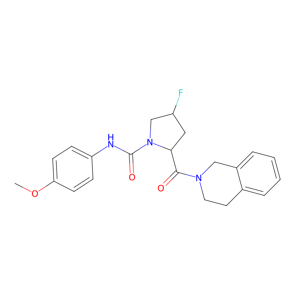 4-Fluoro-N-(4-methoxyphenyl)-2-(1,2,3,4-tetrahydroisoquinoline-2-carbonyl)pyrrolidine-1-carboxamide molecular structure, CAS 2488052-84-0