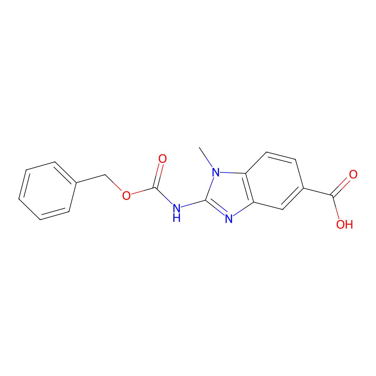 2-{[(benzyloxy)carbonyl]amino}-1-methyl-1H-1,3-benzodiazole-5-carboxylic acid molecular structure, CAS 2488258-16-6