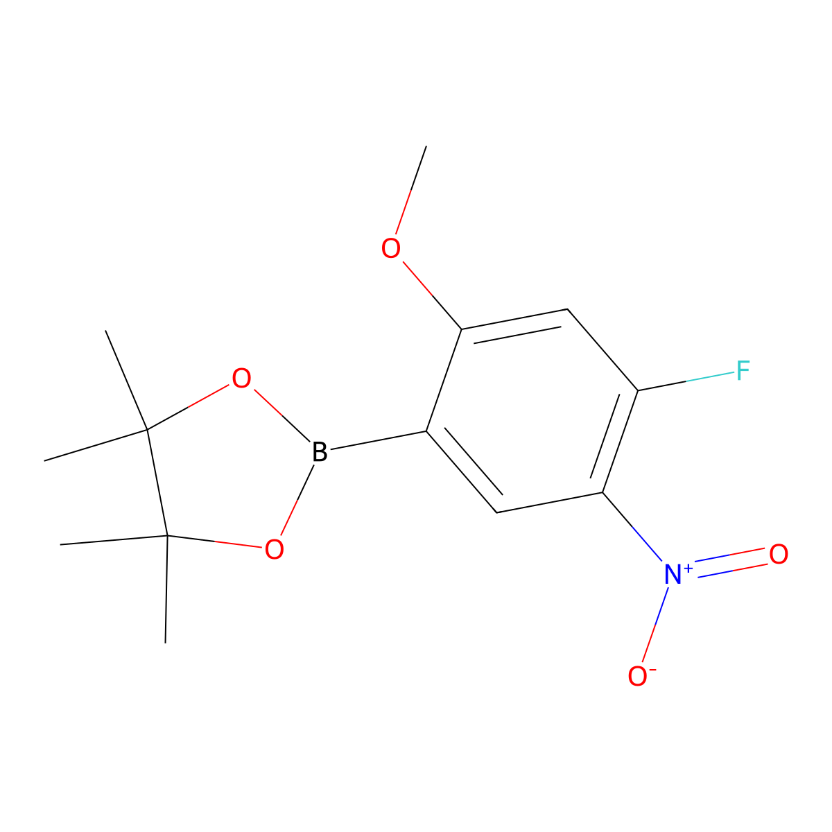 2-(4-Fluoro-2-methoxy-5-nitro-phenyl)-4,4,5,5-tetramethyl-1,3,2-dioxaborolane molecular structure, CAS 2488604-79-9