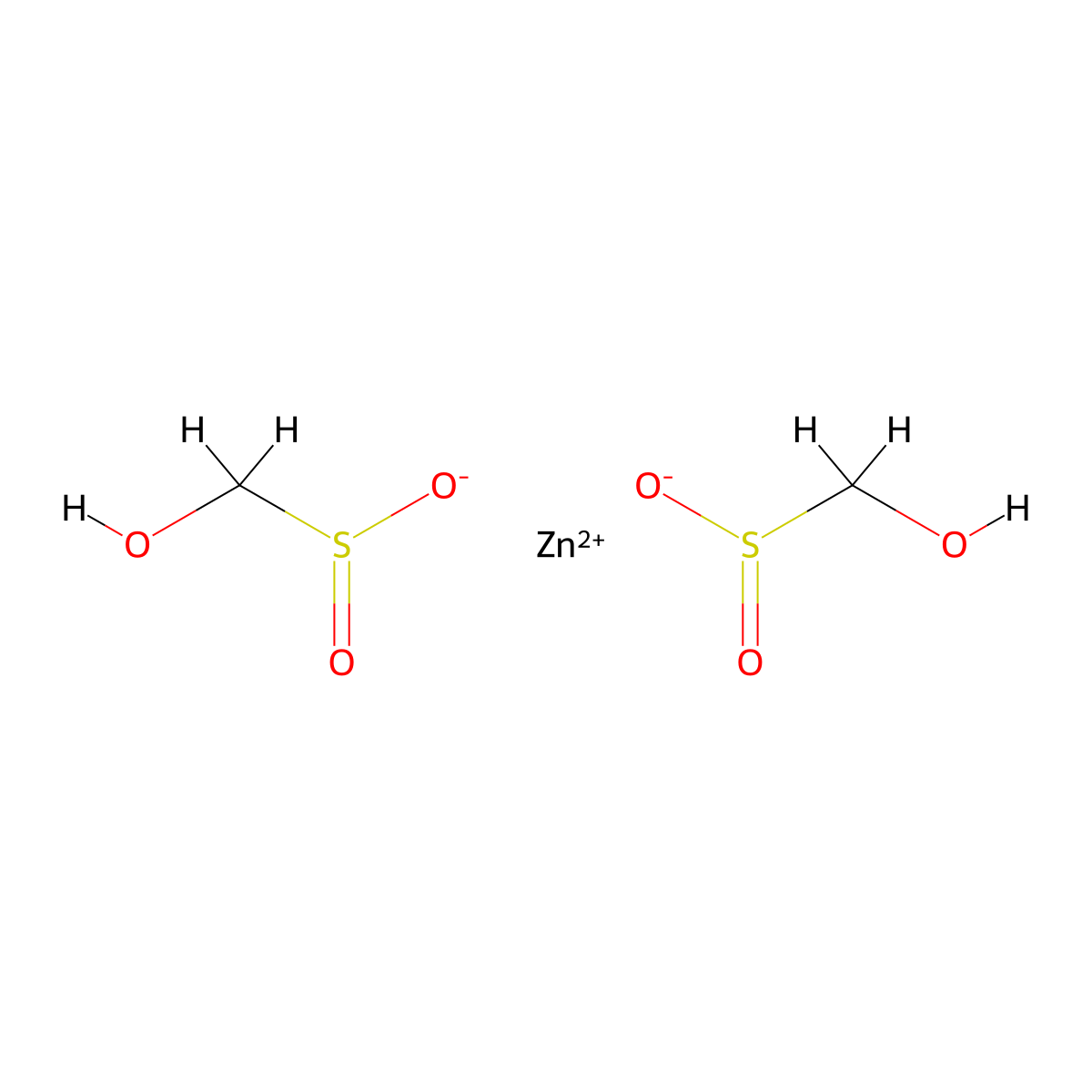 Zinc formaldehyde sulfoxylate molecular structure, CAS 24887-06-7