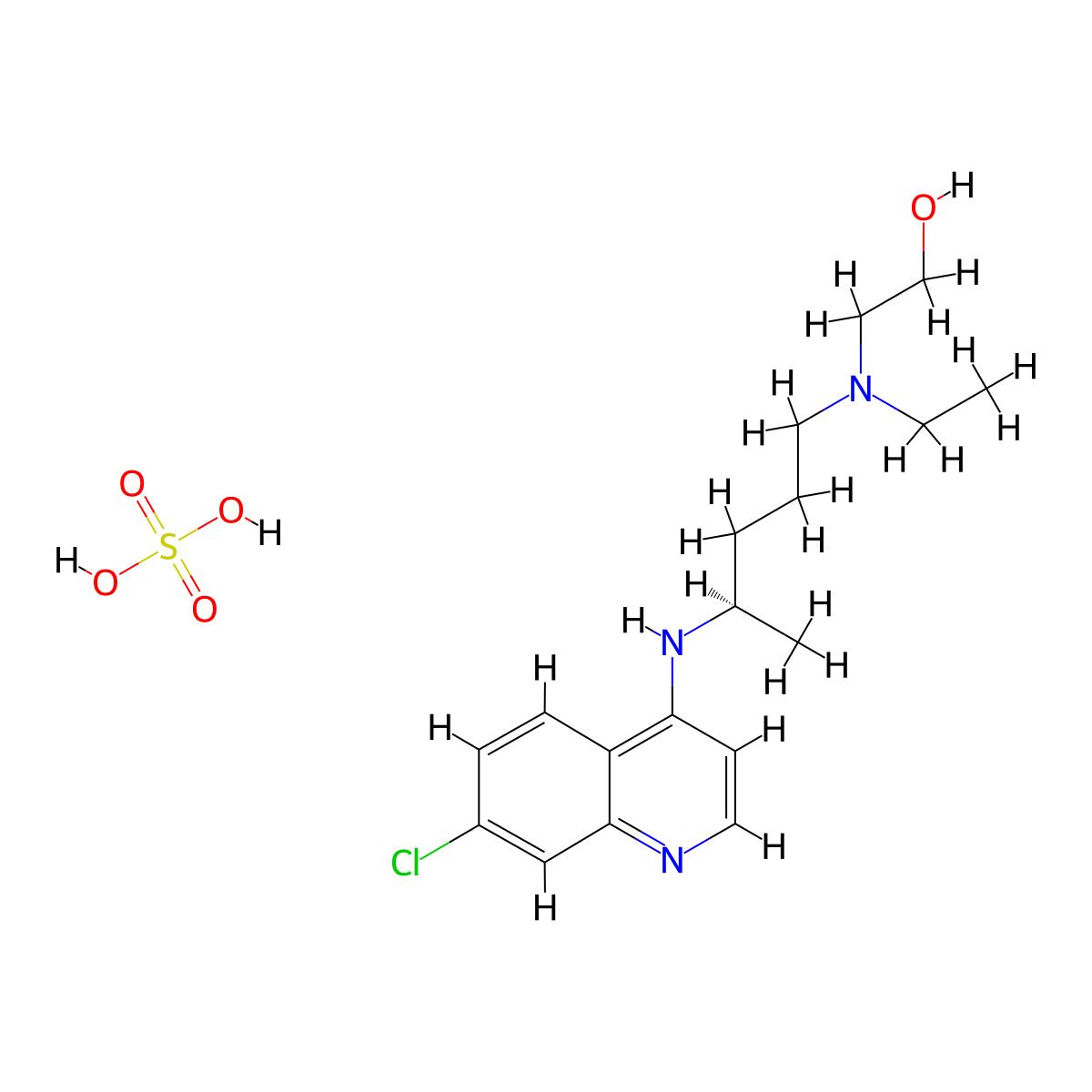 2-[[(4R)-4-[(7-chloro-4-quinolinyl)amino]pentyl]ethylamino]-ethanol, monosulfate molecular structure, CAS 2488706-20-1