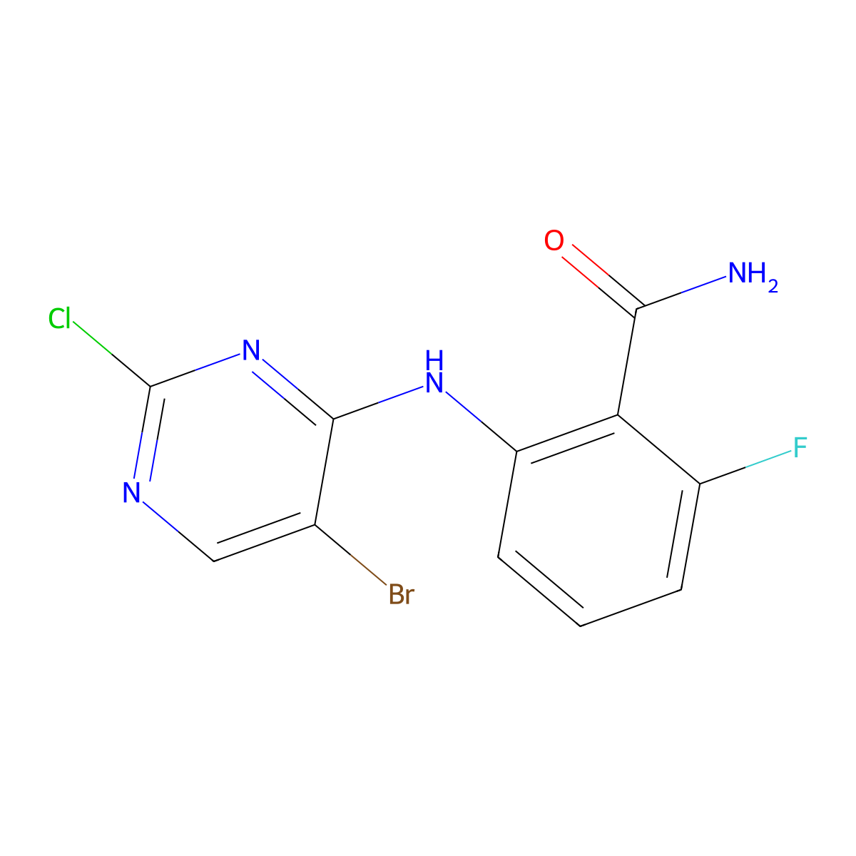 2-((5-Bromo-2-chloropyrimidin-4-yl)amino)-6-fluorobenzamide molecular structure, CAS 2488762-87-2