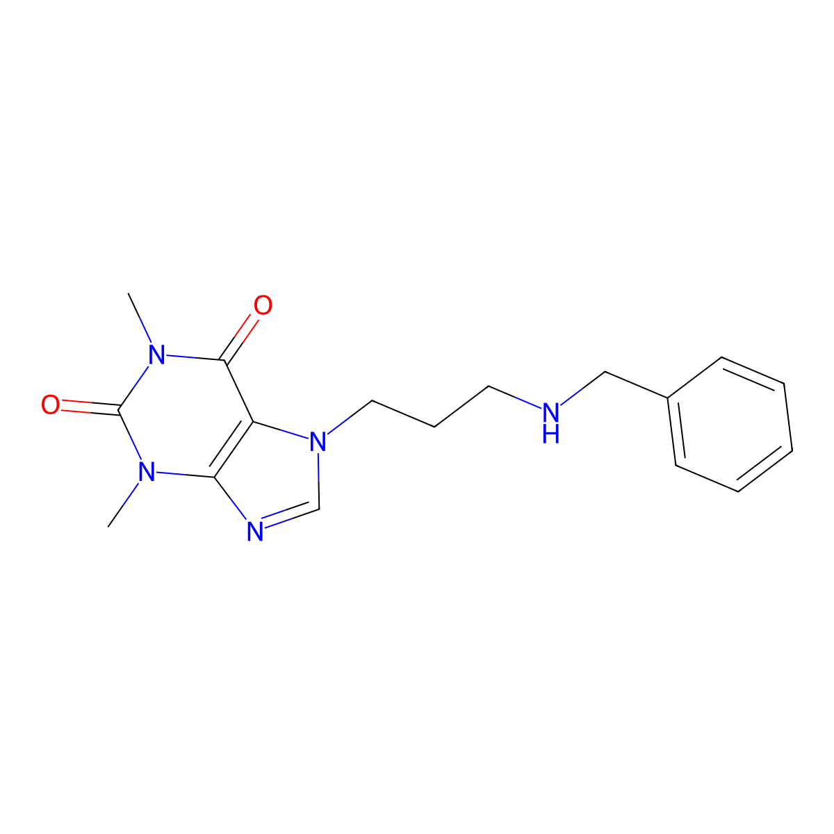 7-(3-(Benzylamino)propyl)-3,7-dihydro-1,3-dimethyl-1H-purine-2,6-dione molecular structure, CAS 24890-70-8