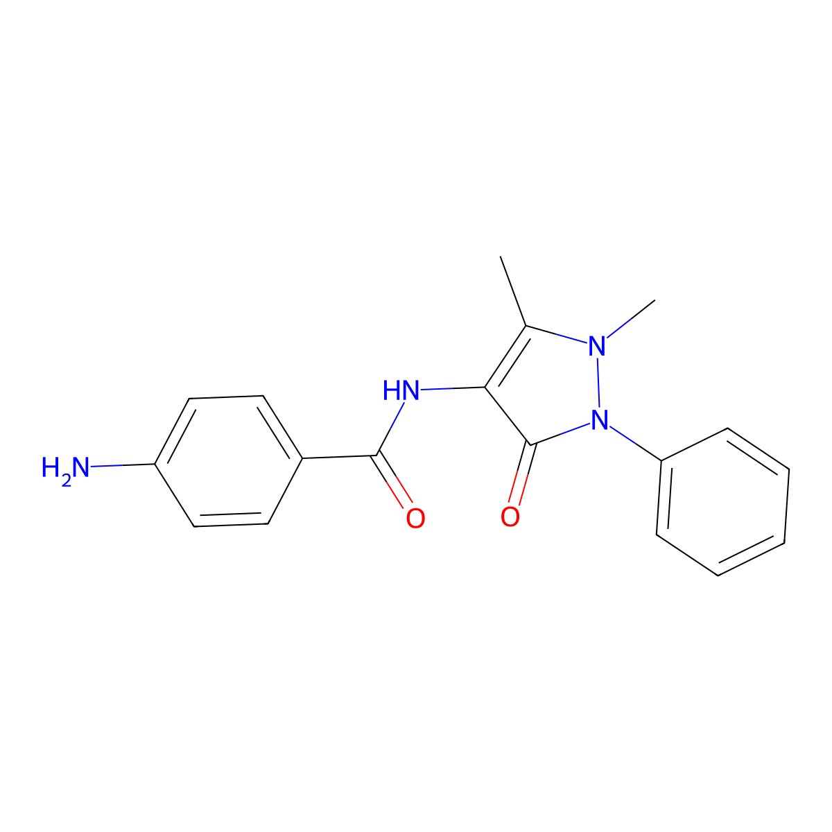 Antipyrine, 4-(p-aminobenzamido)-(6CI,7CI) molecular structure, CAS 24891-21-2