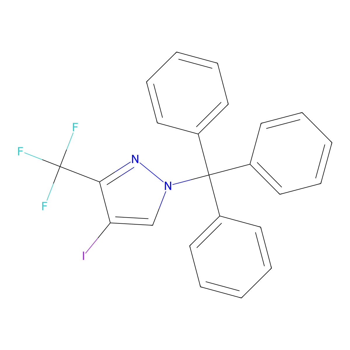 4-iodo-3-(trifluoromethyl)-1-trityl-1H-pyrazole molecular structure, CAS 2489206-31-5