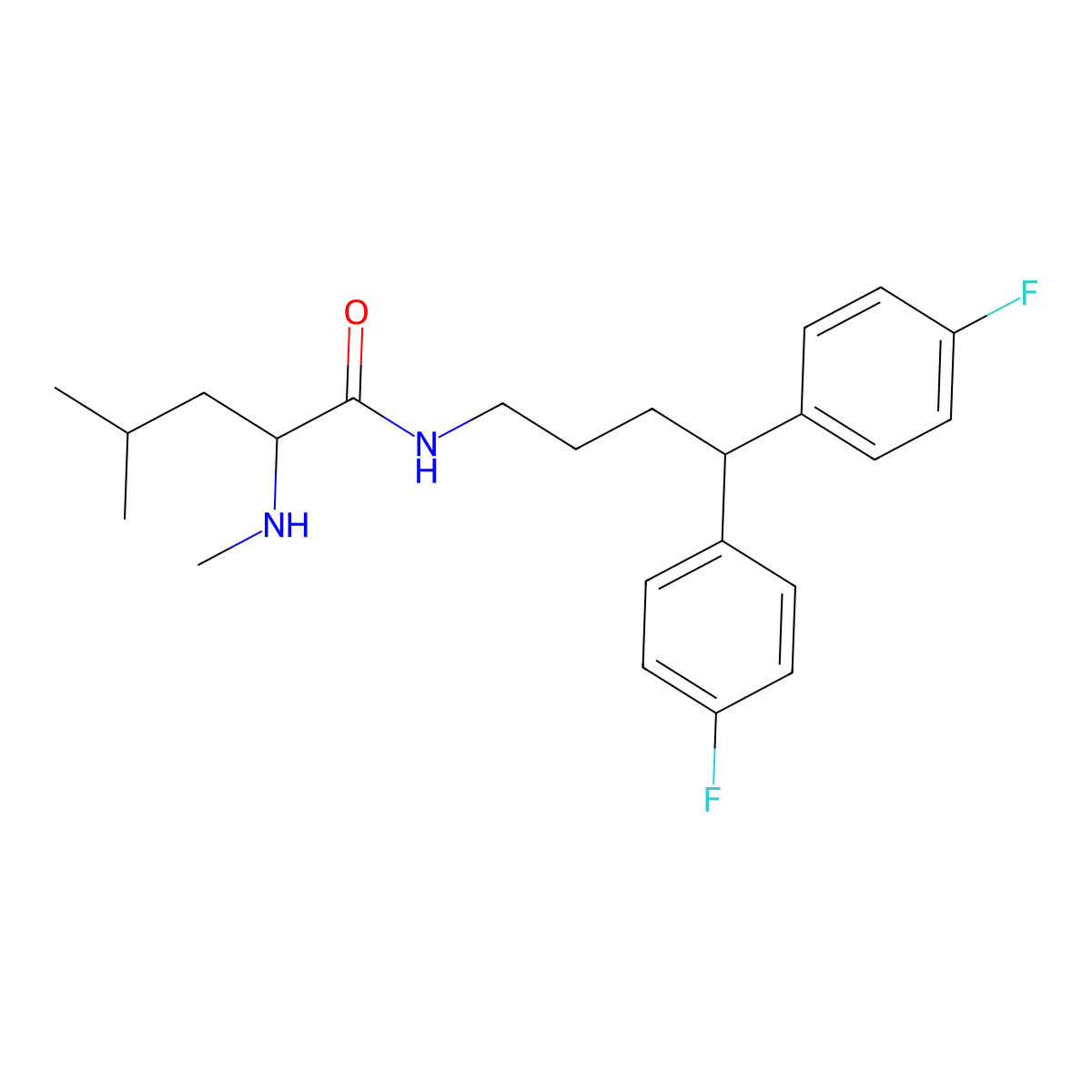 (2S)-N-[4,4-bis(4-fluorophenyl)butyl]-4-methyl-2-(methylamino)pentanamide molecular structure, CAS 248922-46-5