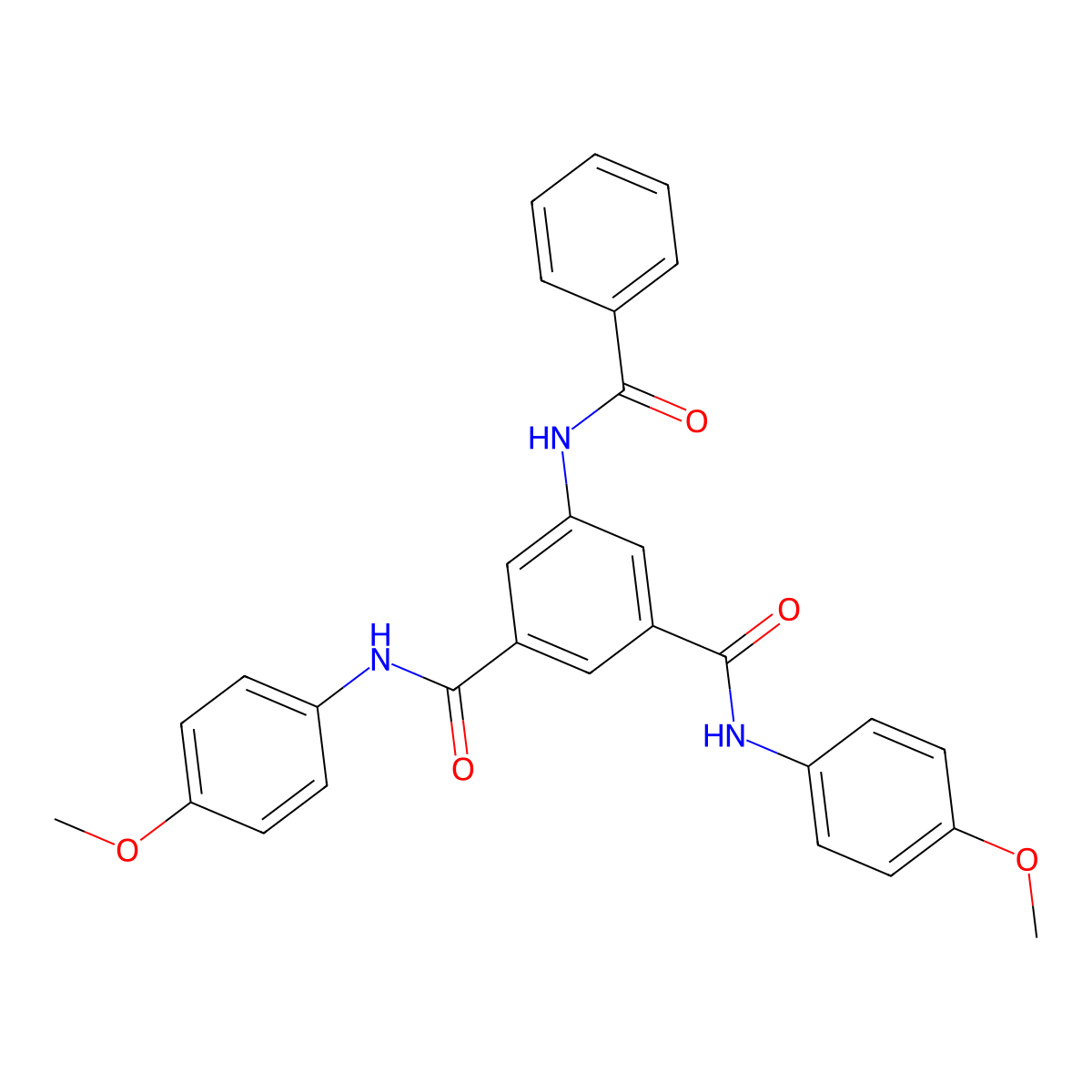 5-benzamido-1-N,3-N-bis(4-methoxyphenyl)benzene-1,3-dicarboxamide molecular structure, CAS 248925-13-5