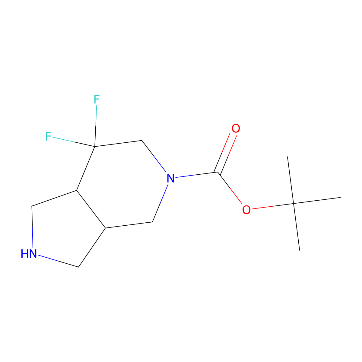 rac-tert-butyl (3aR,7aS)-7,7-difluoro-octahydro-1H-pyrrolo[3,4-c]pyridine-5-carboxylate molecular structure, CAS 2489250-60-2