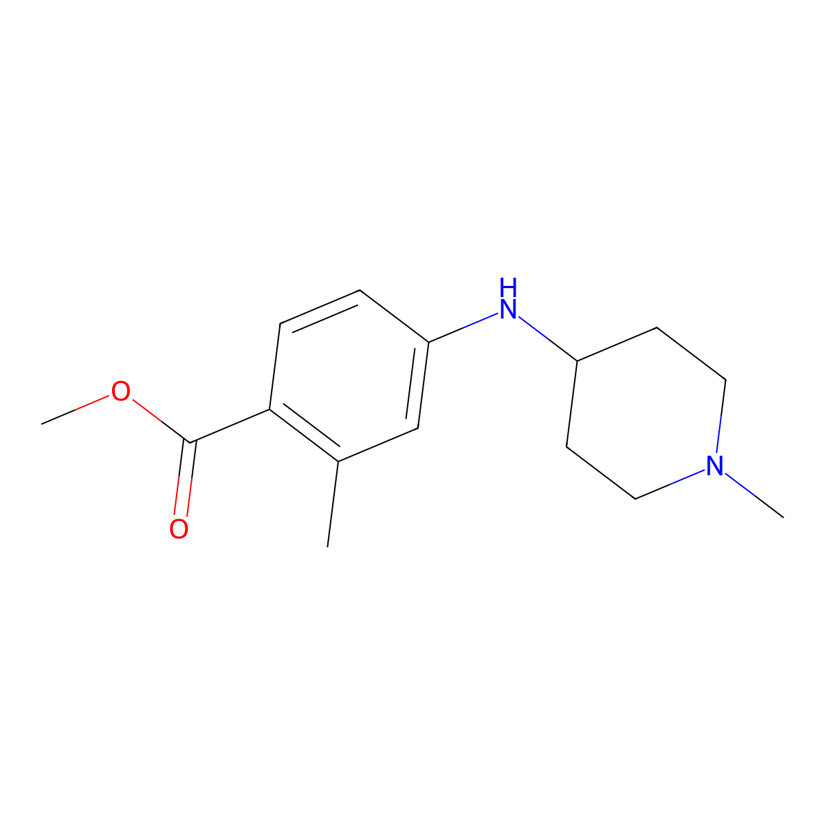 Methyl 2-methyl-4-[(1-methylpiperidin-4-yl)amino]benzoate molecular structure, CAS 2489259-29-0