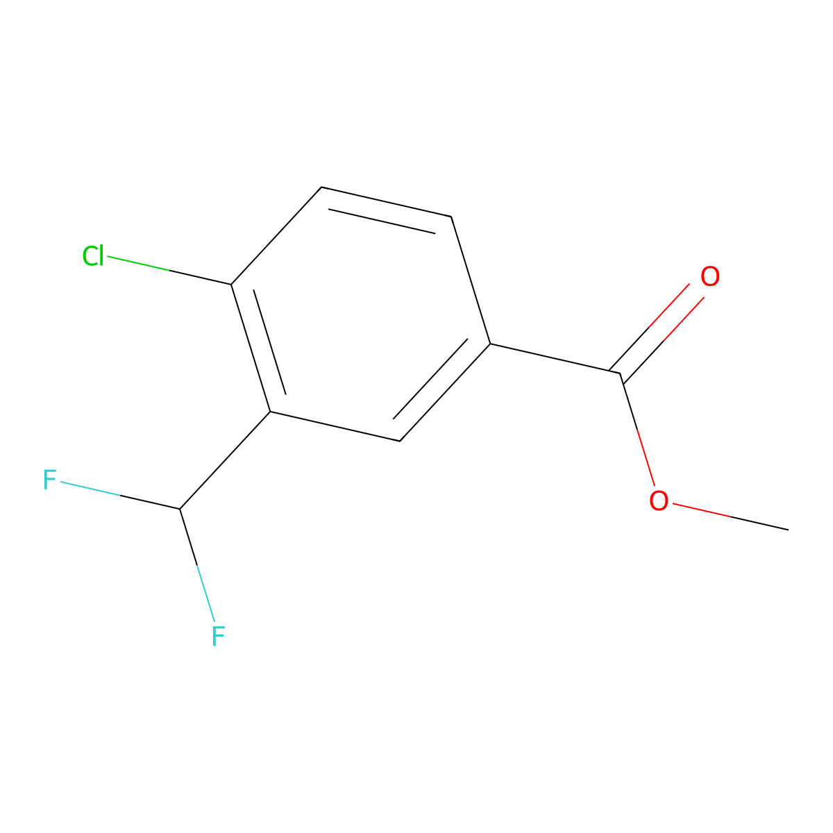 Methyl 4-chloro-3-(difluoromethyl)benzoate molecular structure, CAS 2489337-36-0