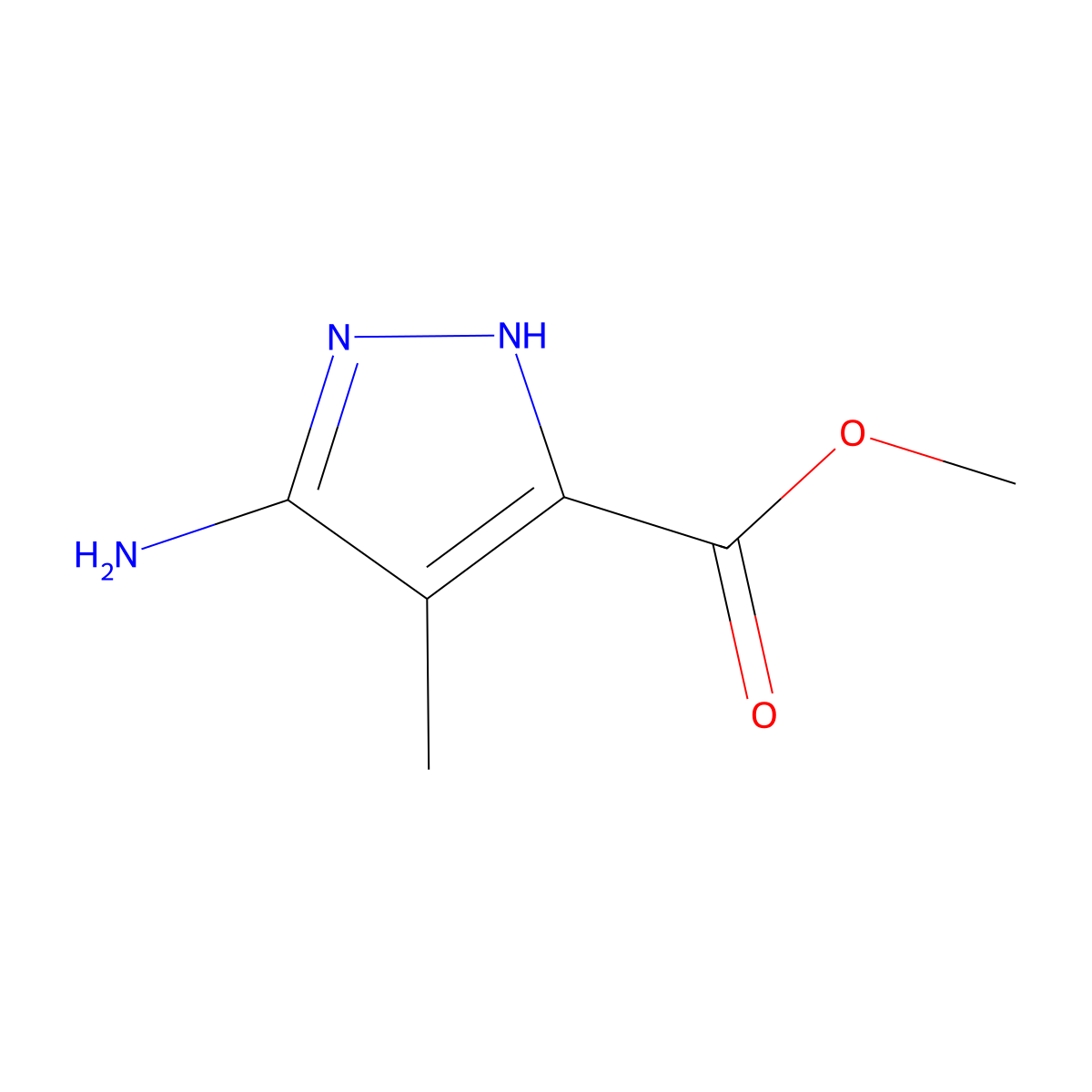 methyl 5-amino-4-methyl-1H-pyrazole-3-carboxylate molecular structure, CAS 2489342-76-7