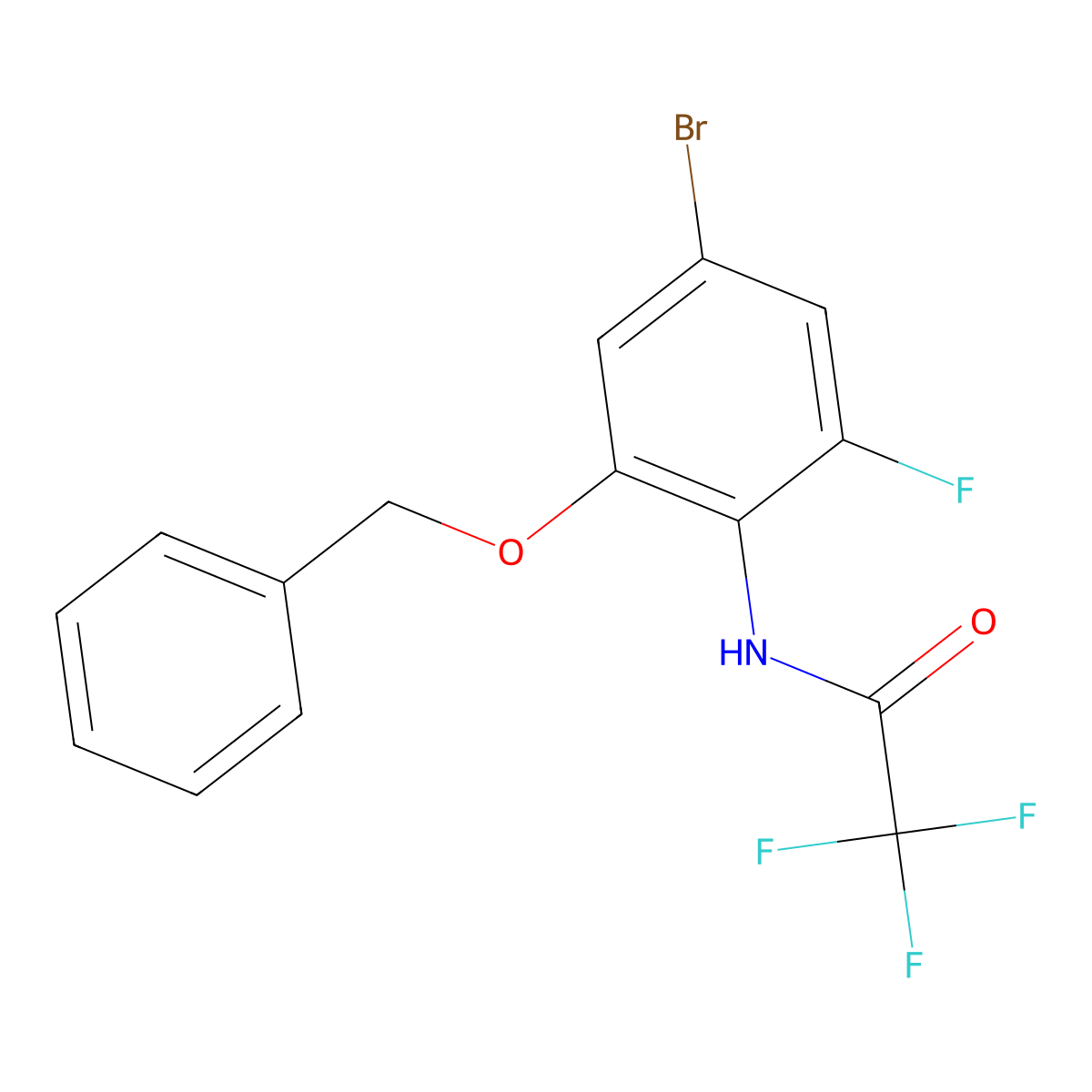 N-[2-(Benzyloxy)-4-bromo-6-fluorophenyl]-2,2,2-trifluoroacetamide molecular structure, CAS 2489407-63-6