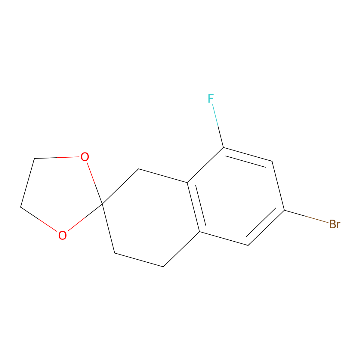 6'-Bromo-8'-fluoro-spiro[1,3-dioxolane-2,2'-tetralin] molecular structure, CAS 2489407-87-4