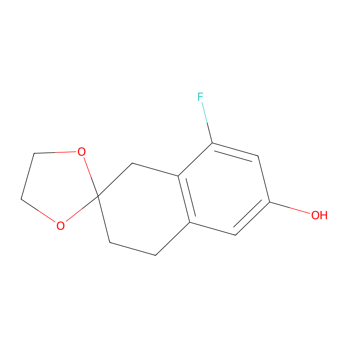 8'-Fluorospiro[1,3-dioxolane-2,2'-tetralin]-6'-OL molecular structure, CAS 2489407-88-5