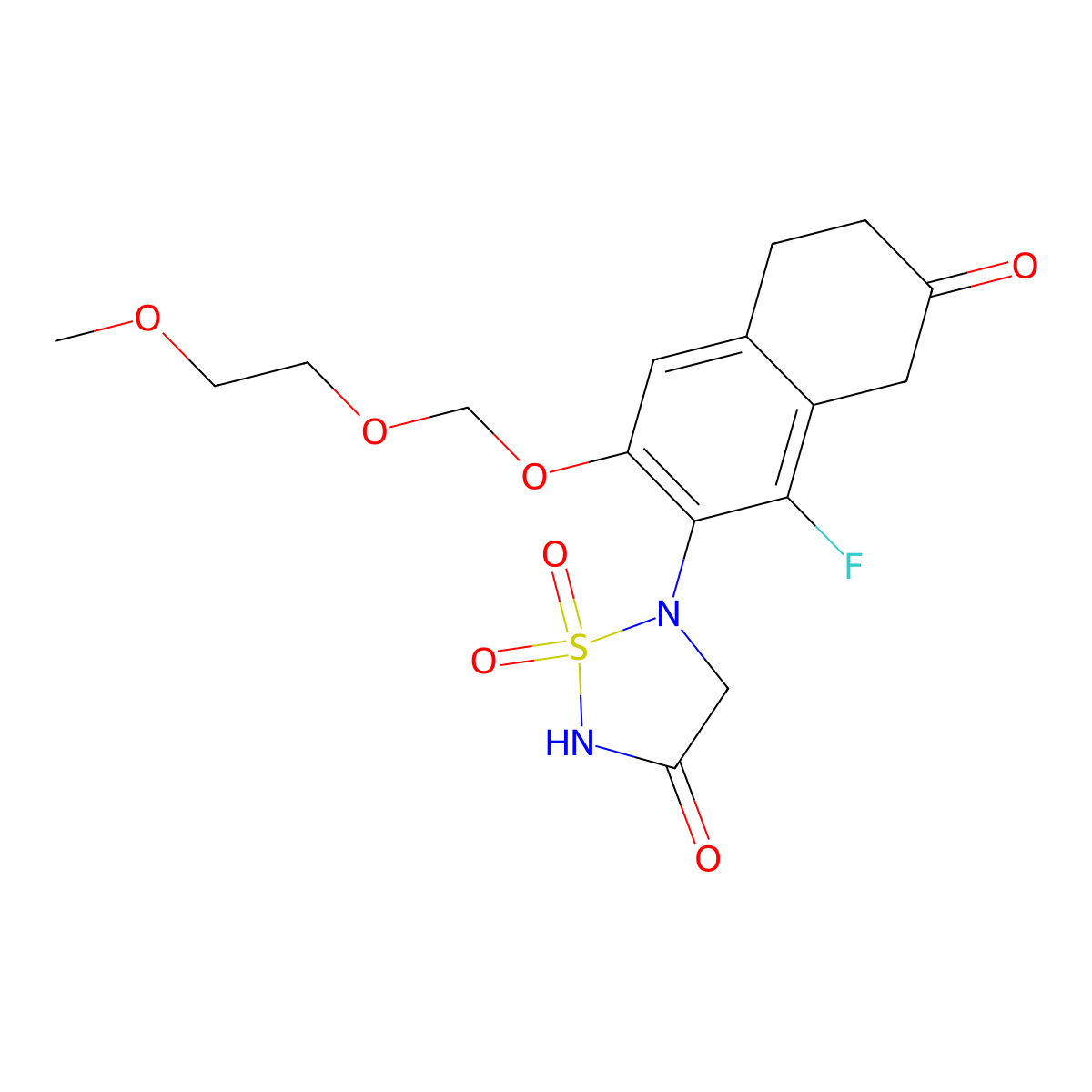 5-(1-Fluoro-3-((2-methoxyethoxy)methoxy)-7-oxo-5,6,7,8-tetrahydronaphthalen-2-YL)-1,2,5-thiadiazolidin-3-one 1,1-dioxide molecular structure, CAS 2489407-94-3
