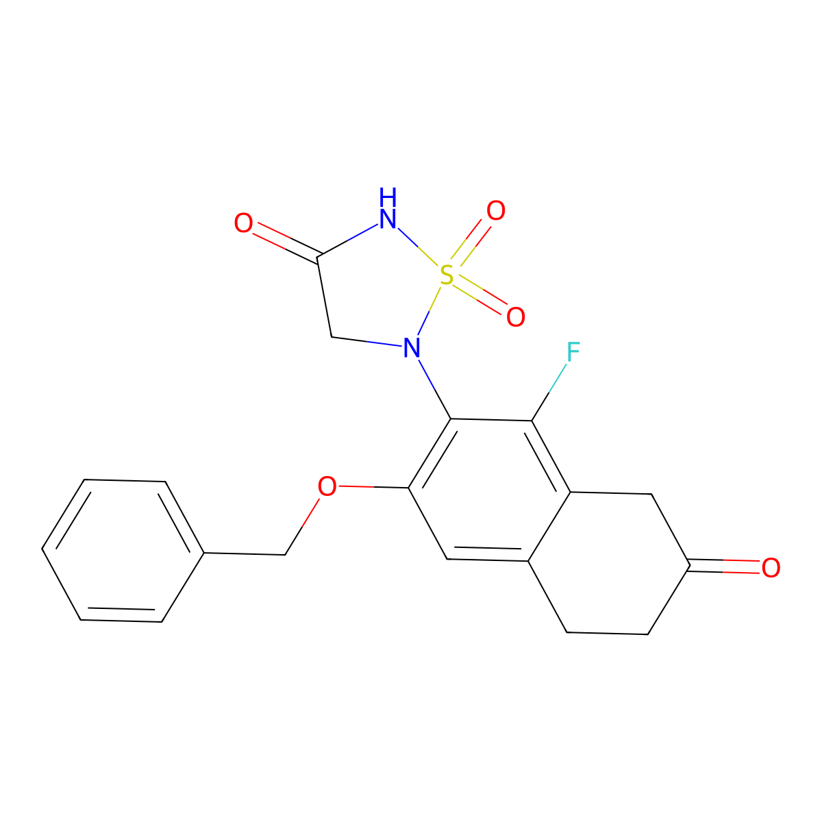 5-[3-(Benzyloxy)-1-fluoro-7-oxo-5,6,7,8-tetrahydronaphthalen-2-yl]-1,2,5-thiadiazolidin-3-one 1,1-Dioxide molecular structure, CAS 2489408-44-6