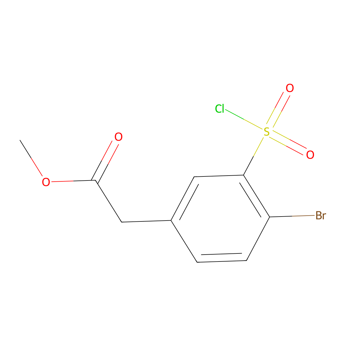 Methyl 2-(4-bromo-3-(chlorosulfonyl)phenyl)acetate molecular structure, CAS 2489440-61-9
