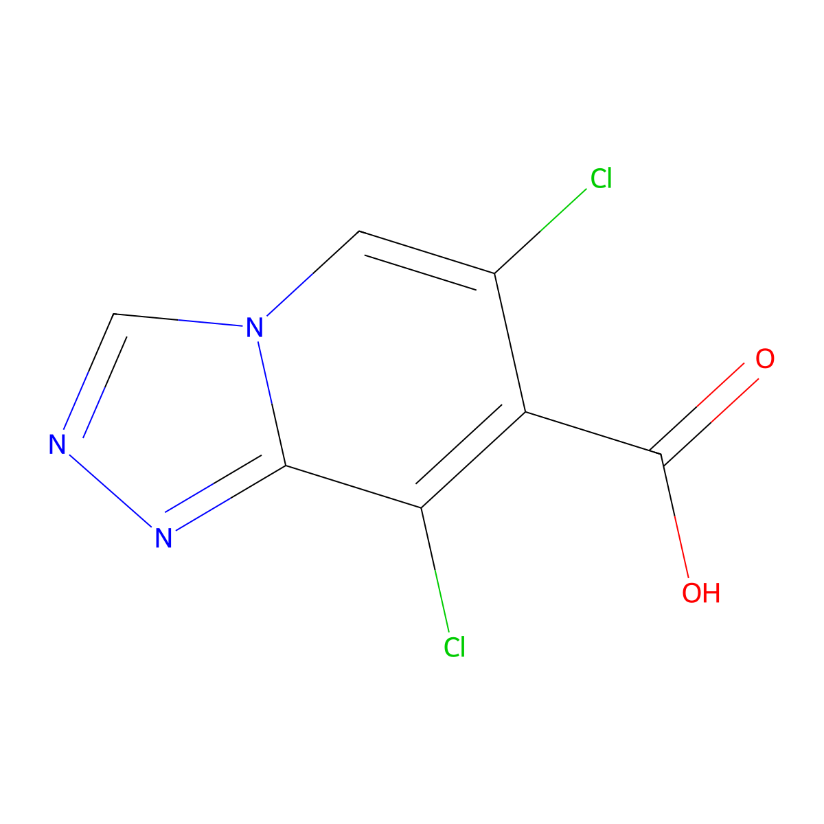 6,8-Dichloro-(1,2,4)triazolo(4,3-a)pyridine-7-carboxylic acid molecular structure, CAS 2489460-41-3