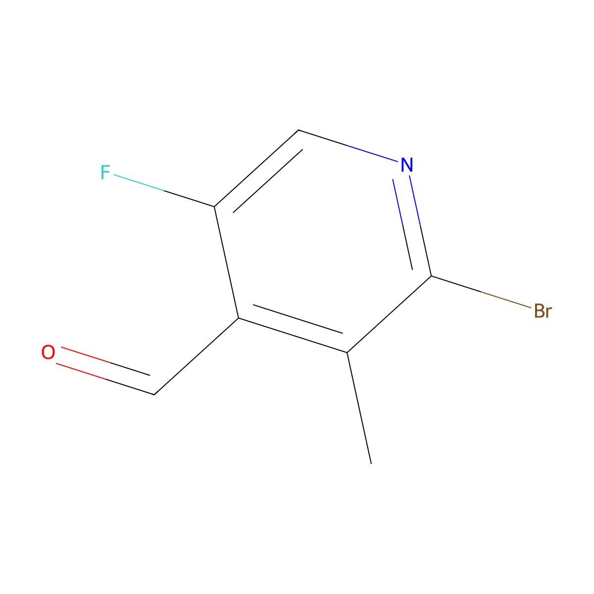 2-Bromo-5-fluoro-3-methylpyridine-4-carbaldehyde molecular structure, CAS 2489461-17-6
