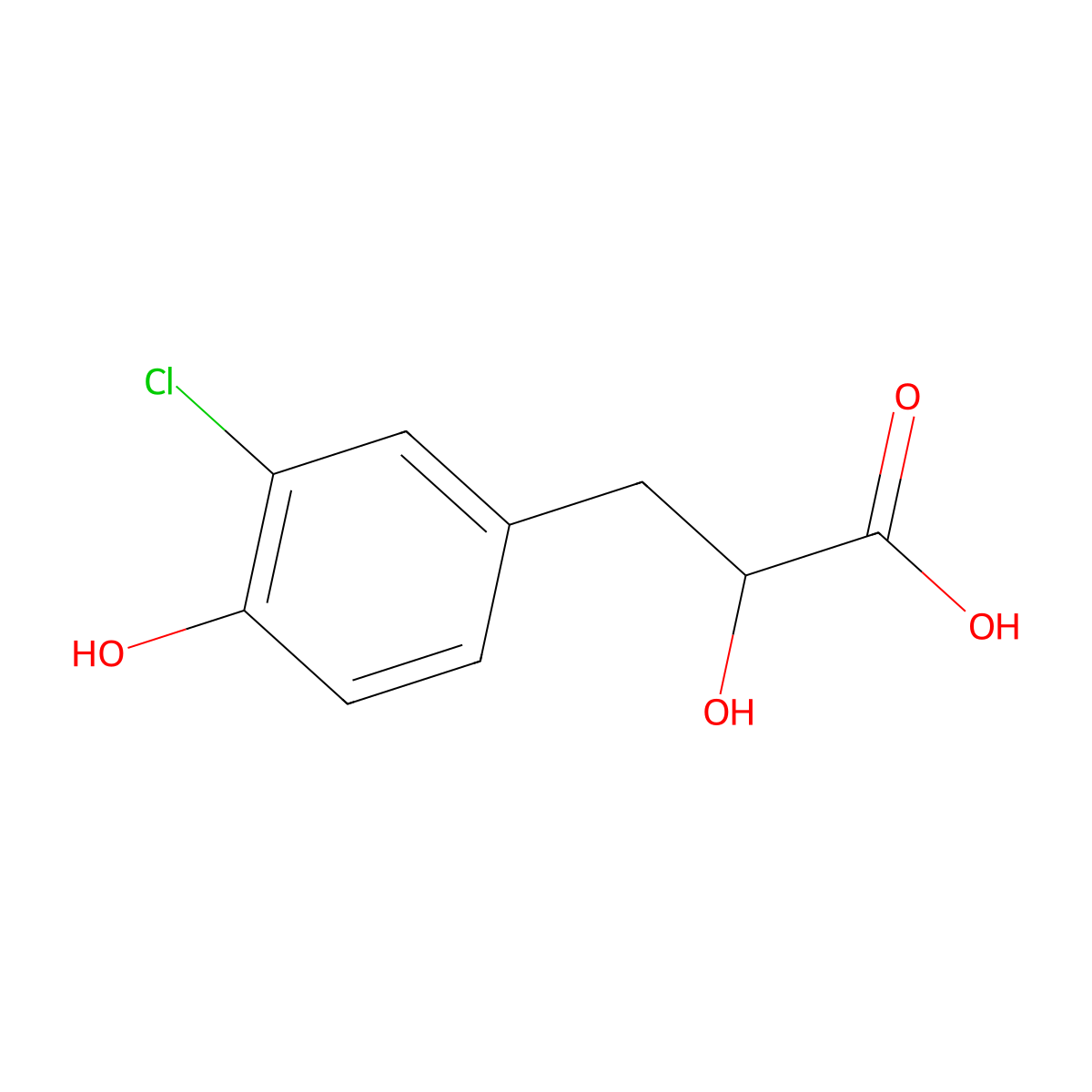 3-(3-Chloro-4-hydroxyphenyl)-2-hydroxypropanoic acid molecular structure, CAS 248953-24-4