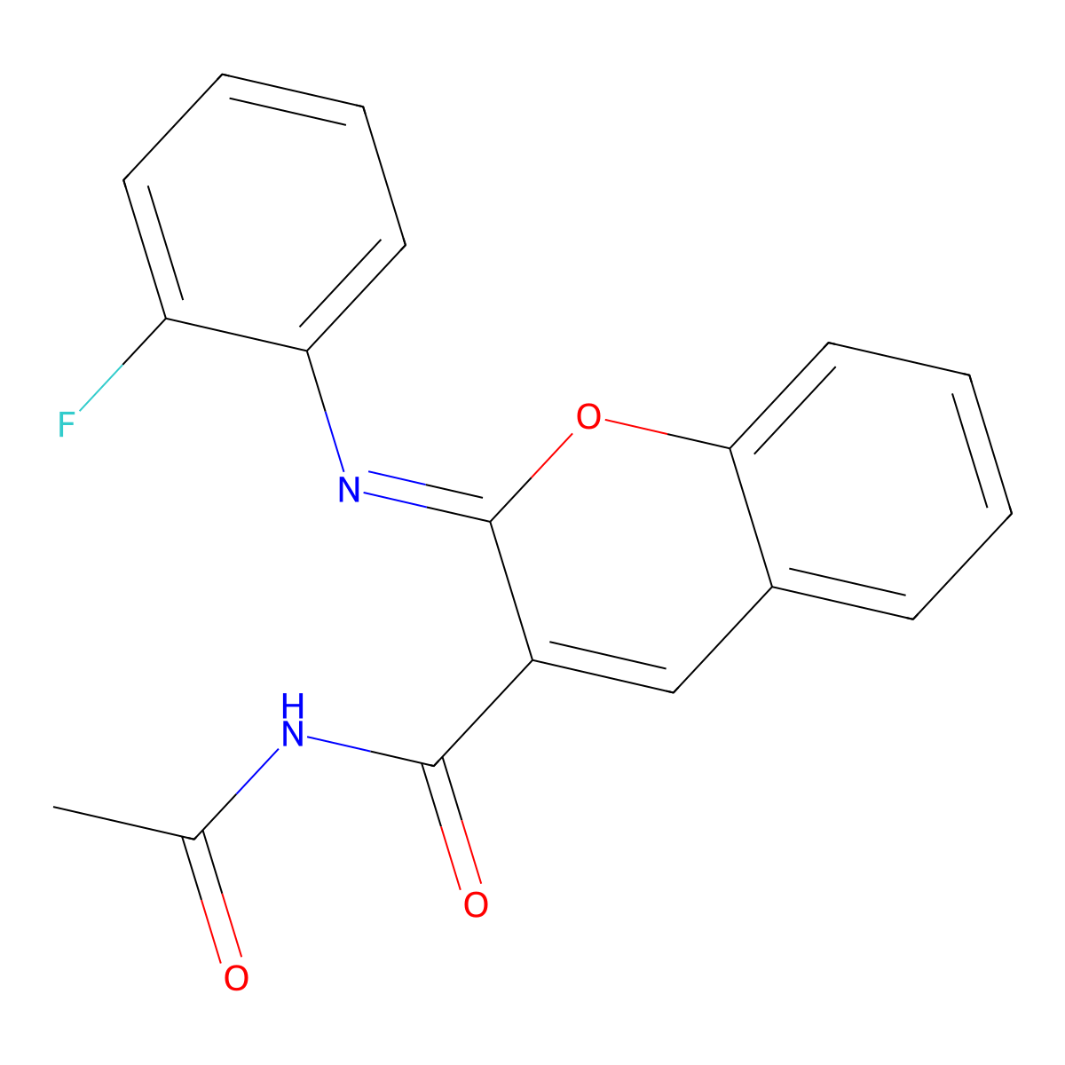 (2Z)-N-acetyl-2-[(2-fluorophenyl)imino]-2H-chromene-3-carboxamide molecular structure, CAS 248959-75-3