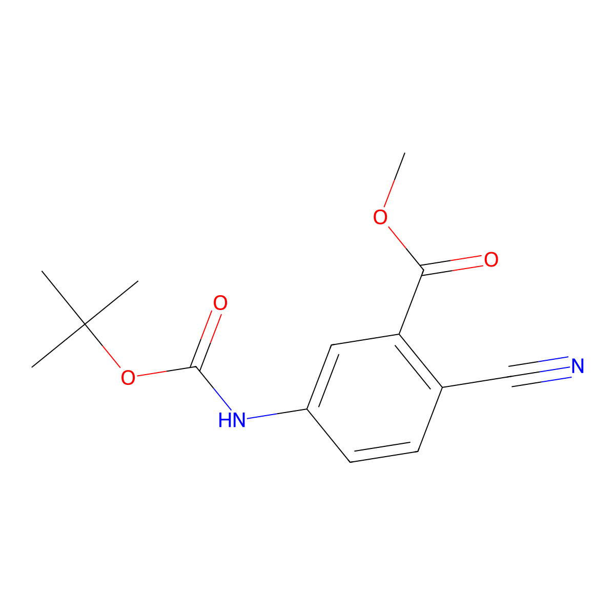 Methyl 5-{[(tert-butoxy)carbonyl]amino}-2-cyanobenzoate molecular structure, CAS 2489611-66-5