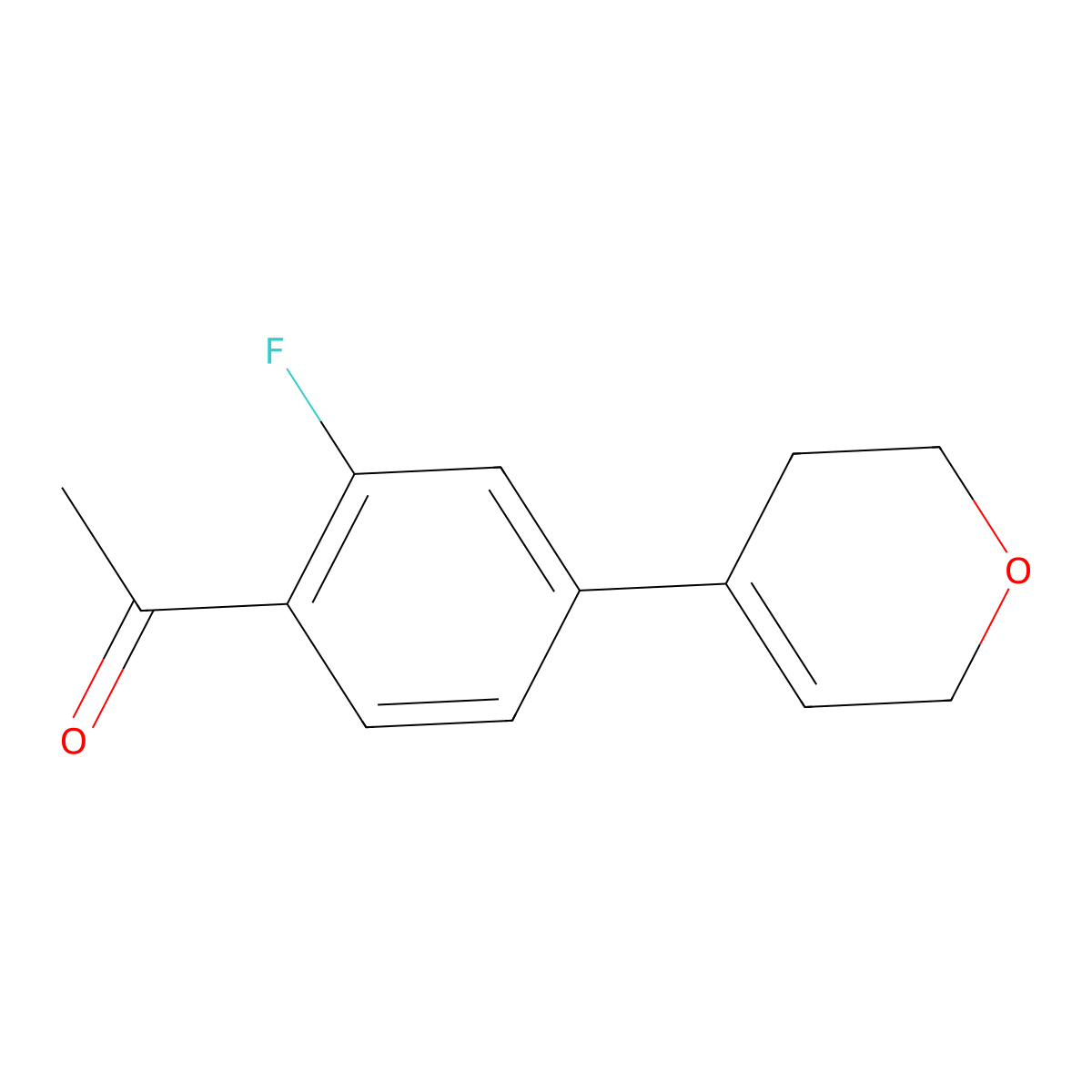 1-[4-(3,6-Dihydro-2H-pyran-4-yl)-2-fluorophenyl]ethanone molecular structure, CAS 2489612-11-3