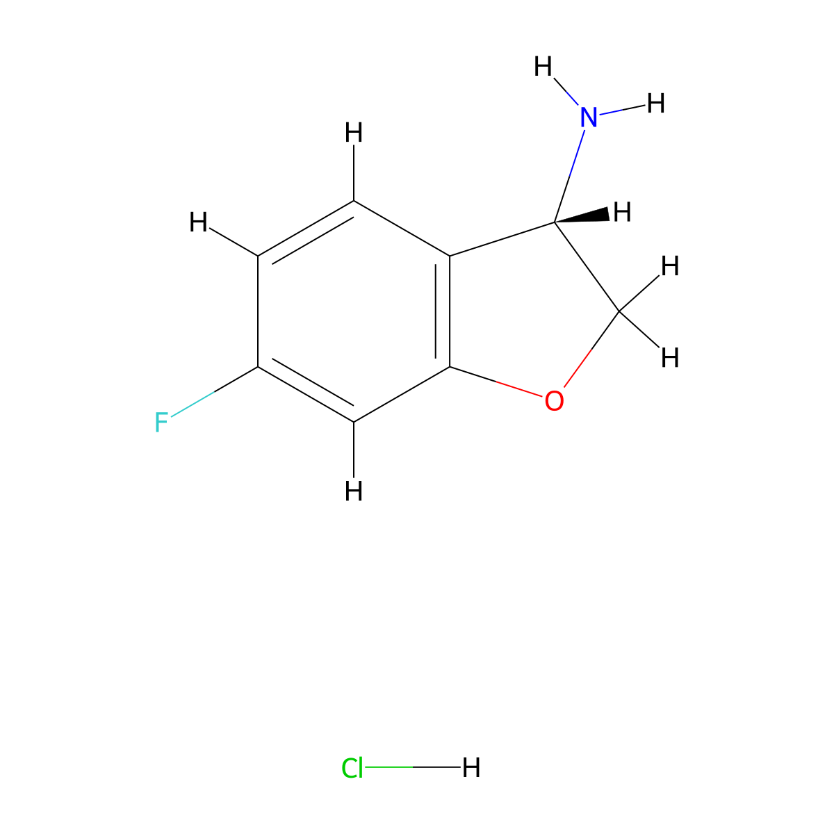 (S)-6-Fluoro-2,3-dihydrobenzofuran-3-amine hydrochloride molecular structure, CAS 2489613-16-1