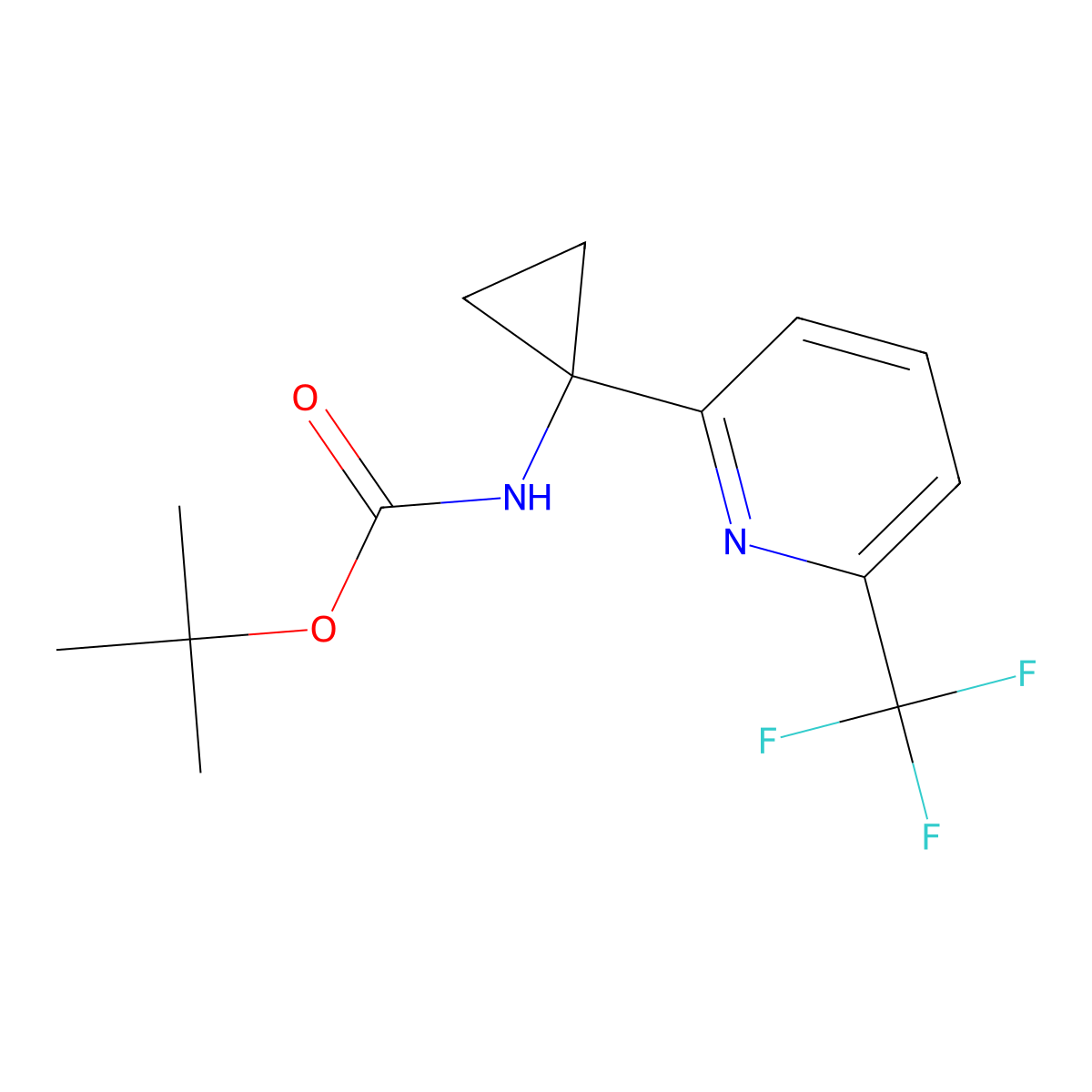 Tert-butyl (1-(6-(trifluoromethyl)pyridin-2-YL)cyclopropyl)carbamate molecular structure, CAS 2489625-40-1