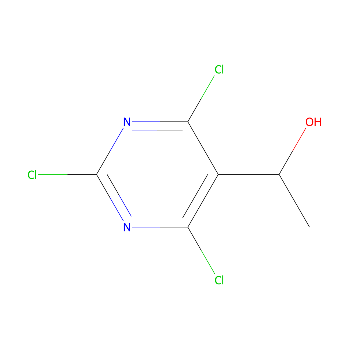 1-(2,4,6-Trichloropyrimidin-5-YL)ethan-1-OL molecular structure, CAS 2489629-97-0