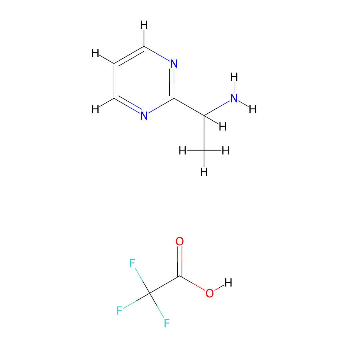 1-(Pyrimidin-2-YL)ethan-1-amine tfa salt molecular structure, CAS 2489629-98-1