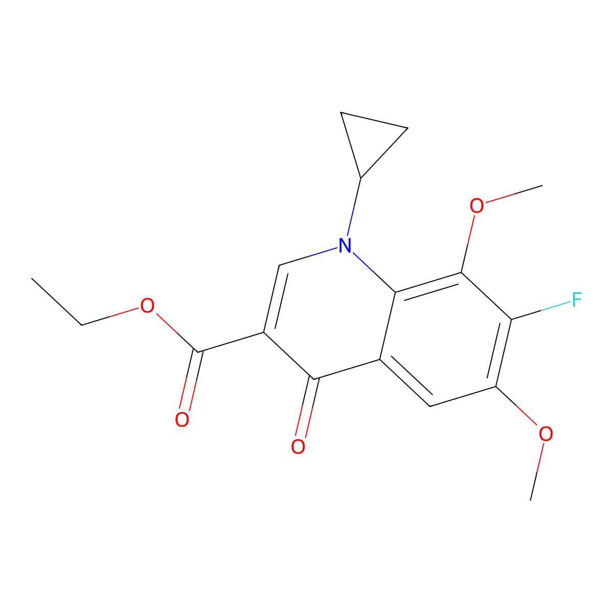 Ethyl 1-Cyclopropyl-7-fluoro-6,8-dimethoxy-4-oxo-1,4-dihydroquinoline-3-carboxylate molecular structure, CAS 2489671-14-7