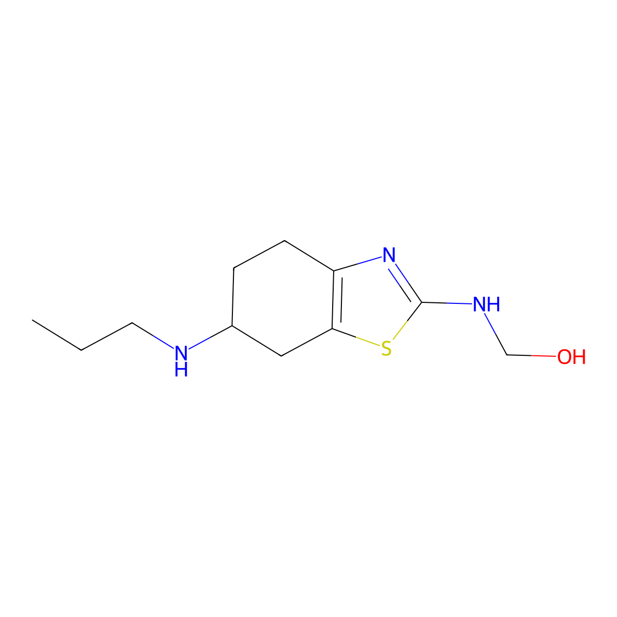 (S)-((6-(Propylamino)-4,5,6,7-tetrahydrobenzo[d]thiazol-2-yl)amino)methanol molecular structure, CAS 2489686-91-9