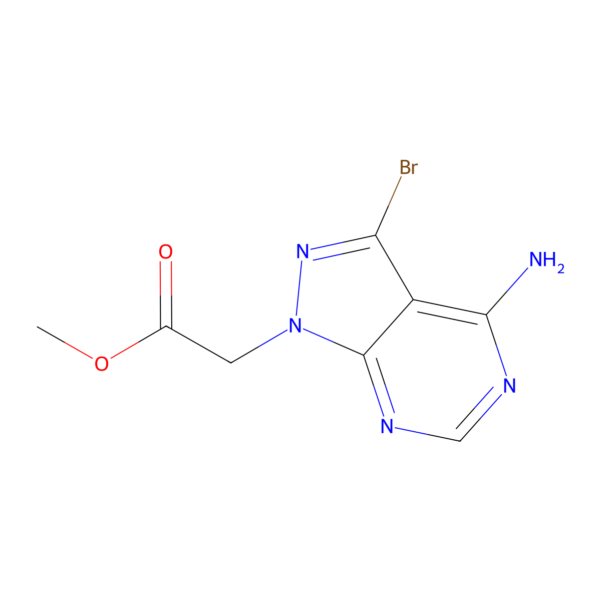 methyl 2-{4-amino-3-bromo-1H-pyrazolo[3,4-d]pyrimidin-1-yl}acetate molecular structure, CAS 2489786-19-6