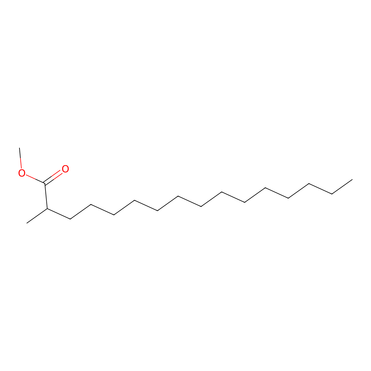Methyl 2-methylhexadecanoate molecular structure, CAS 2490-53-1