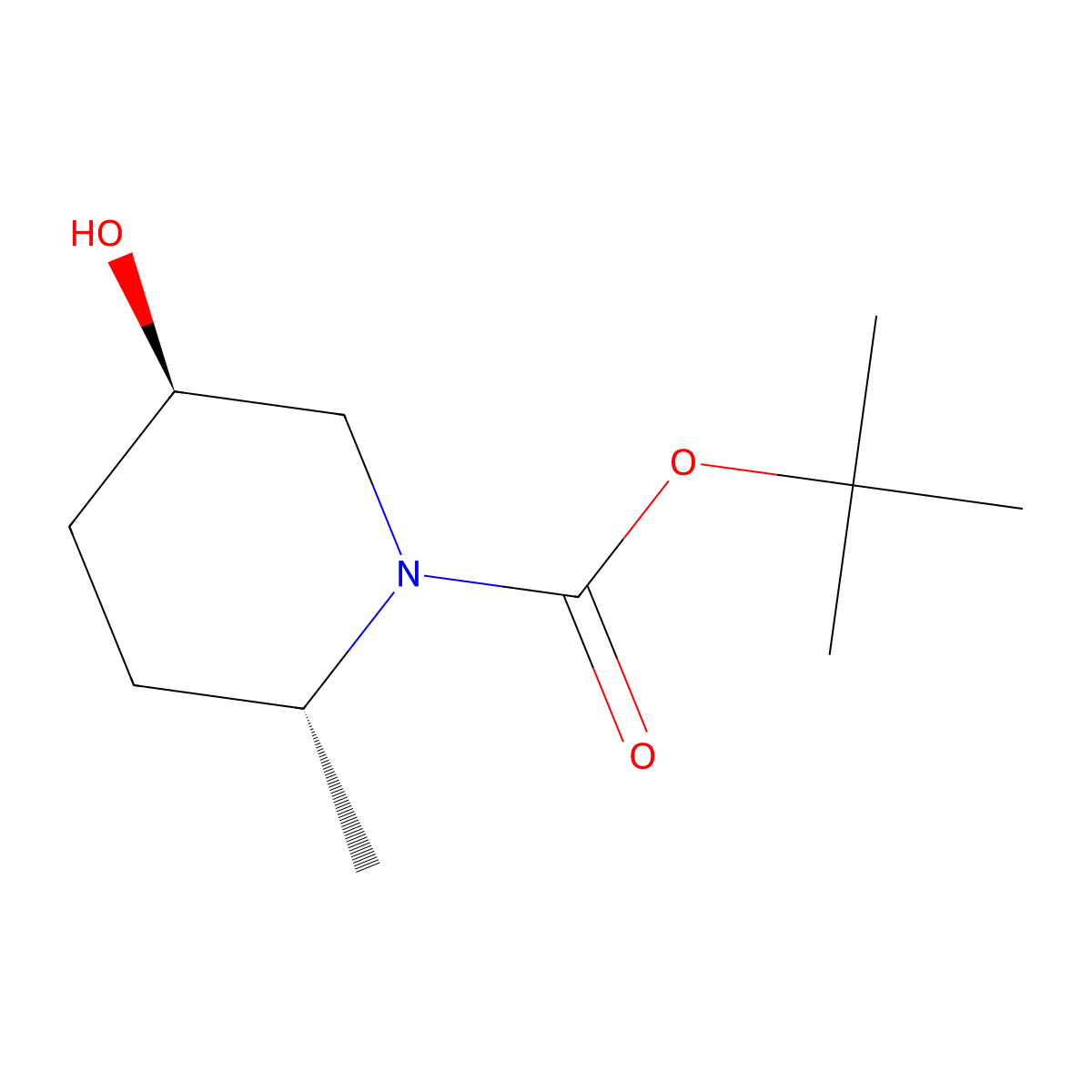 rac-tert-butyl (2R,5R)-5-hydroxy-2-methylpiperidine-1-carboxylate molecular structure, CAS 2490154-94-2