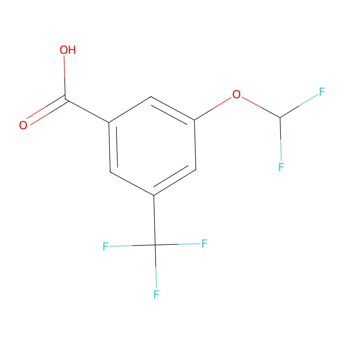 3-(Difluoromethoxy)-5-(trifluoromethyl)benzoic acid molecular structure, CAS 2490233-73-1