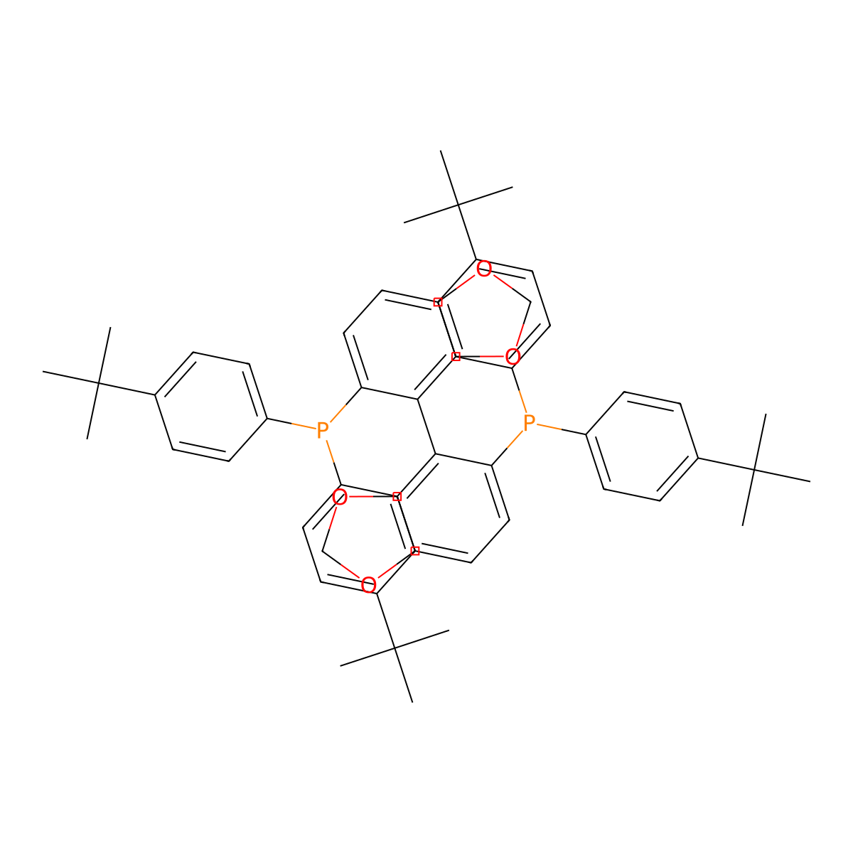 (4S)-5,5'-Bis(bis(4-(tert-butyl)phenyl)phosphaneyl)-4,4'-bibenzo[d][1,3]dioxole molecular structure, CAS 2490276-49-6