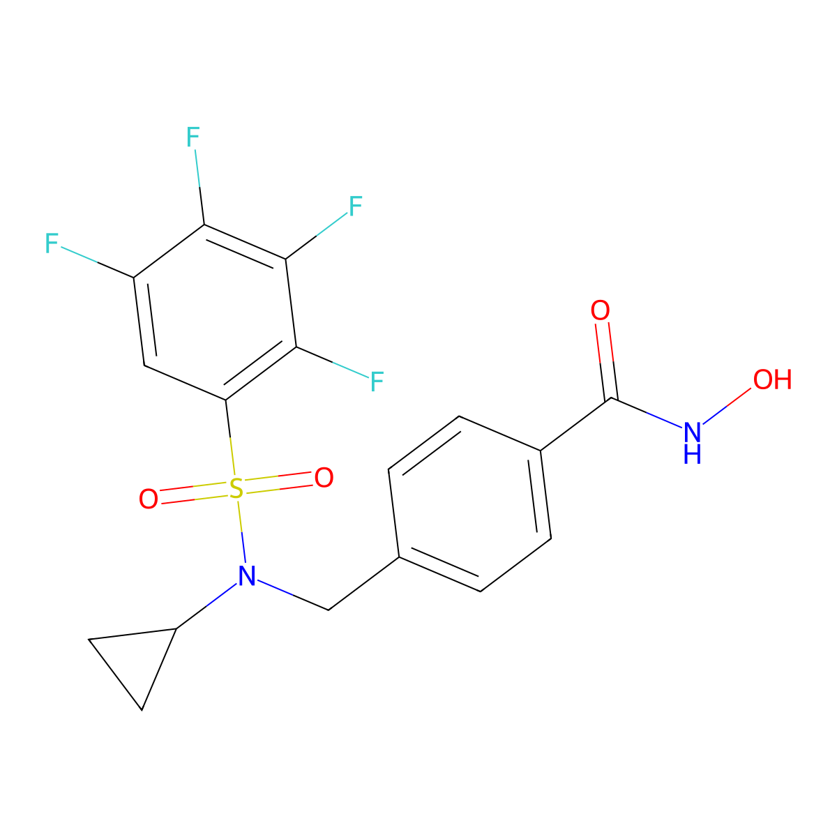 4-[[cyclopropyl-(2,3,4,5-tetrafluorophenyl)sulfonylamino]methyl]-N-hydroxybenzamide molecular structure, CAS 2490284-18-7
