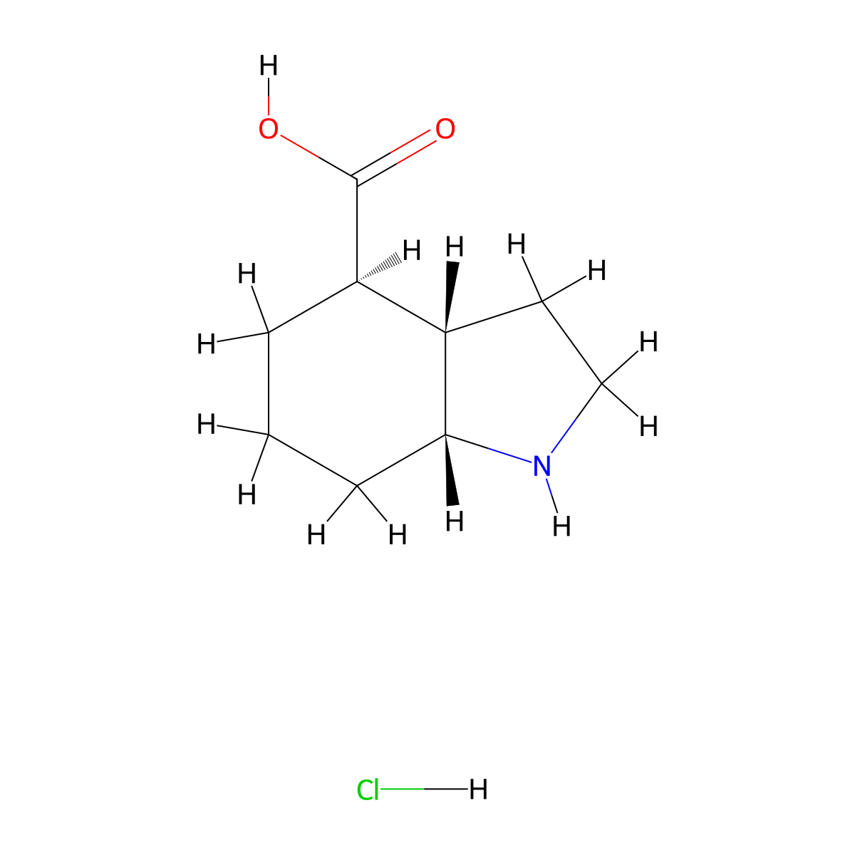 rac-(3aR,4S,7aS)-octahydro-1H-indole-4-carboxylicacidhydrochloride molecular structure, CAS 2490314-17-3