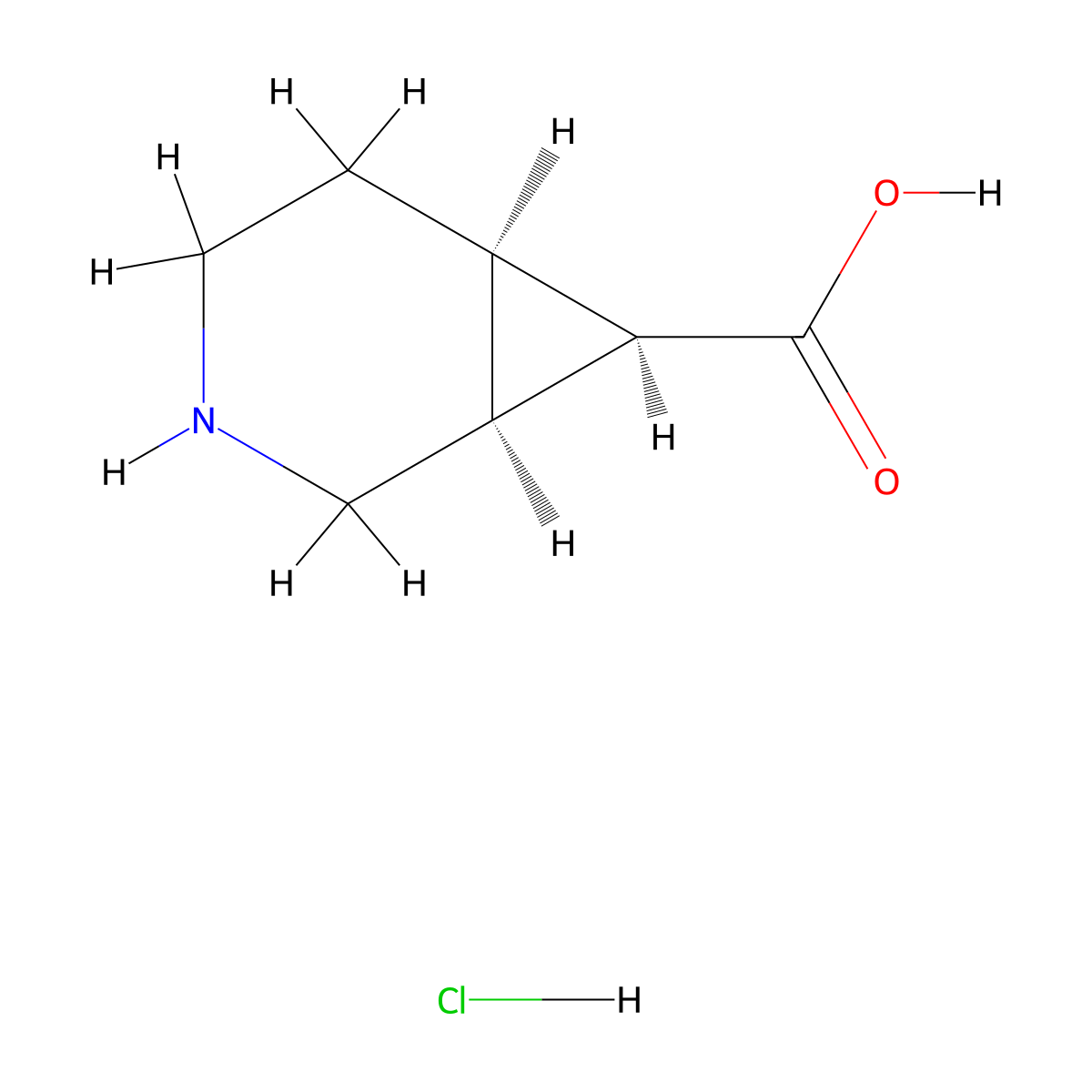 rac-(1R,6S,7S)-3-azabicyclo(4.1.0)heptane-7-carboxylic acid hydrochloride molecular structure, CAS 2490314-19-5