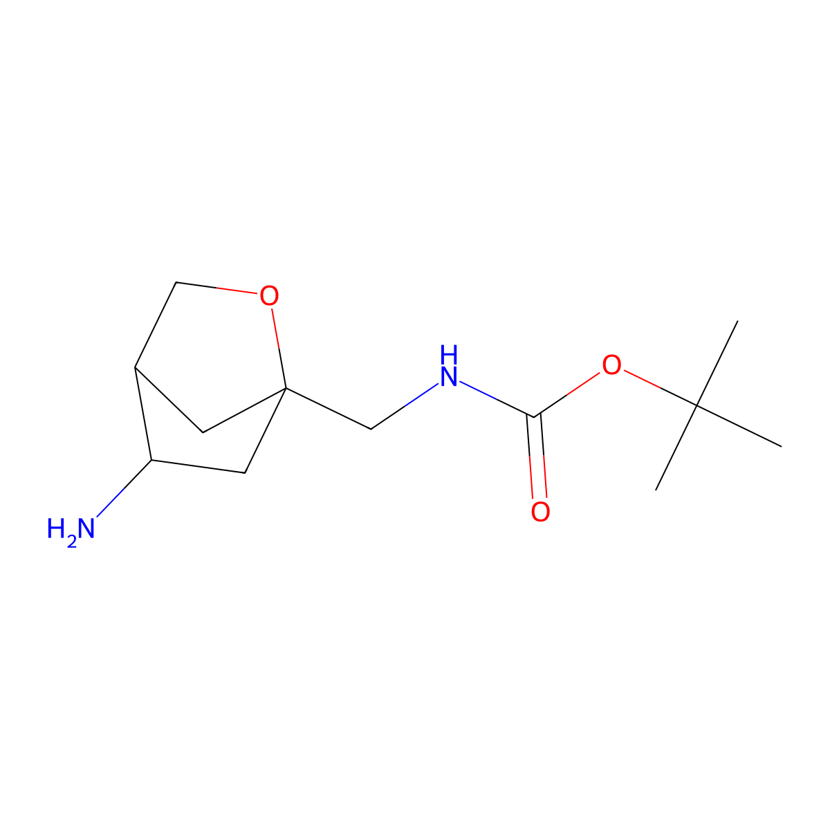 rac-tert-butyl N-{[(1R,4R,5R)-5-amino-2-oxabicyclo[2.2.1]heptan-1-yl]methyl}carbamate molecular structure, CAS 2490314-22-0