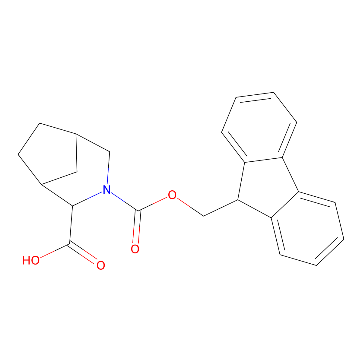 rac-(1R,2S,5S)-3-{[(9H-fluoren-9-yl)methoxy]carbonyl}-3-azabicyclo[3.2.1]octane-2-carboxylic acid, endo molecular structure, CAS 2490314-25-3