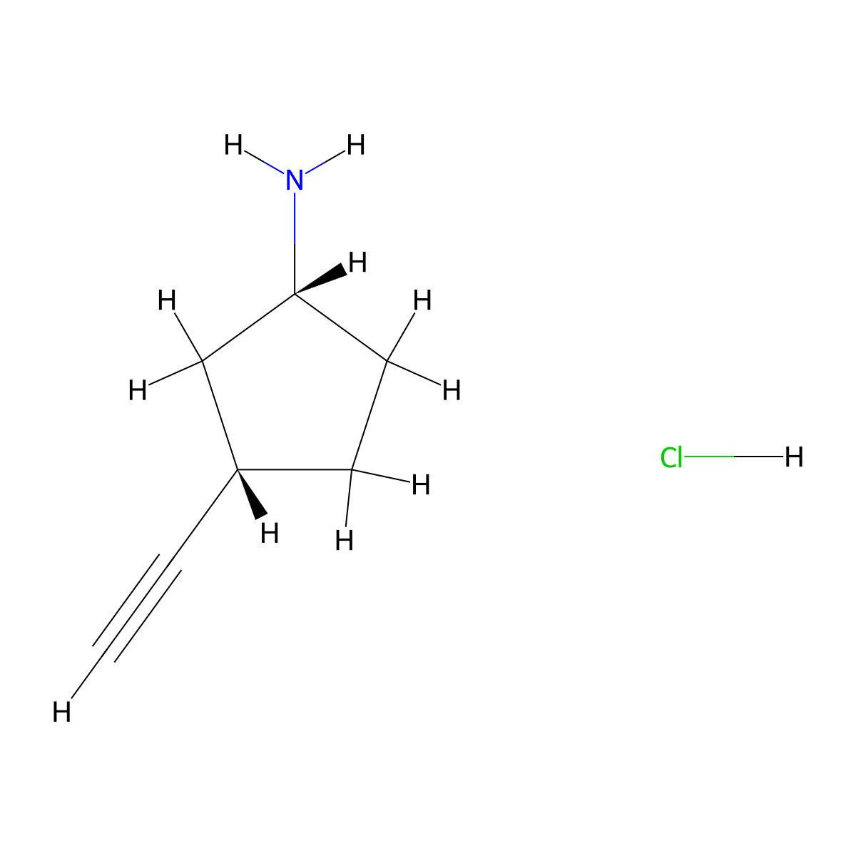 (1R,3S)-3-Ethynylcyclopentan-1-amine;hydrochloride molecular structure, CAS 2490314-27-5