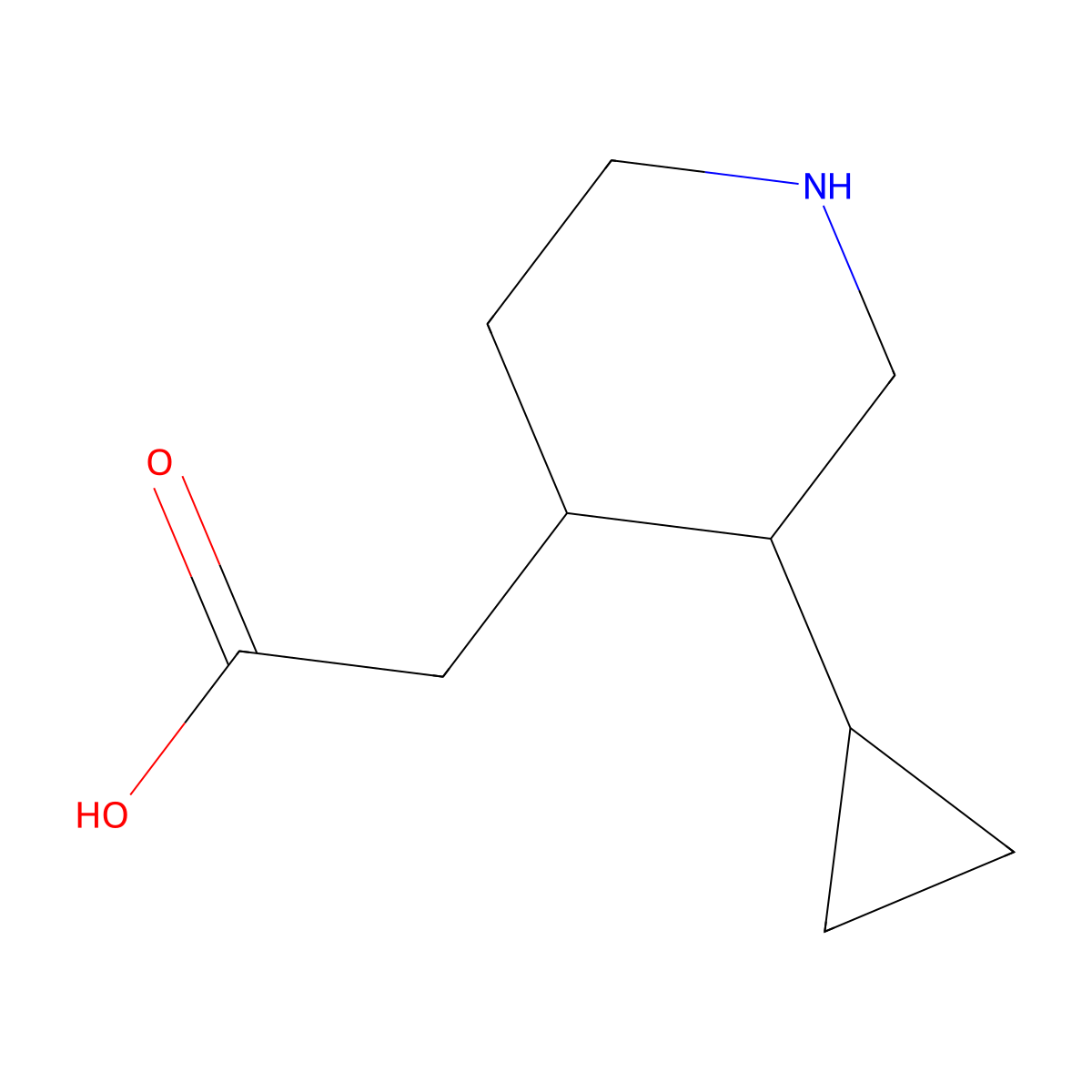 2-[(3R,4S)-3-cyclopropylpiperidin-4-yl]acetic acid molecular structure, CAS 2490314-30-0
