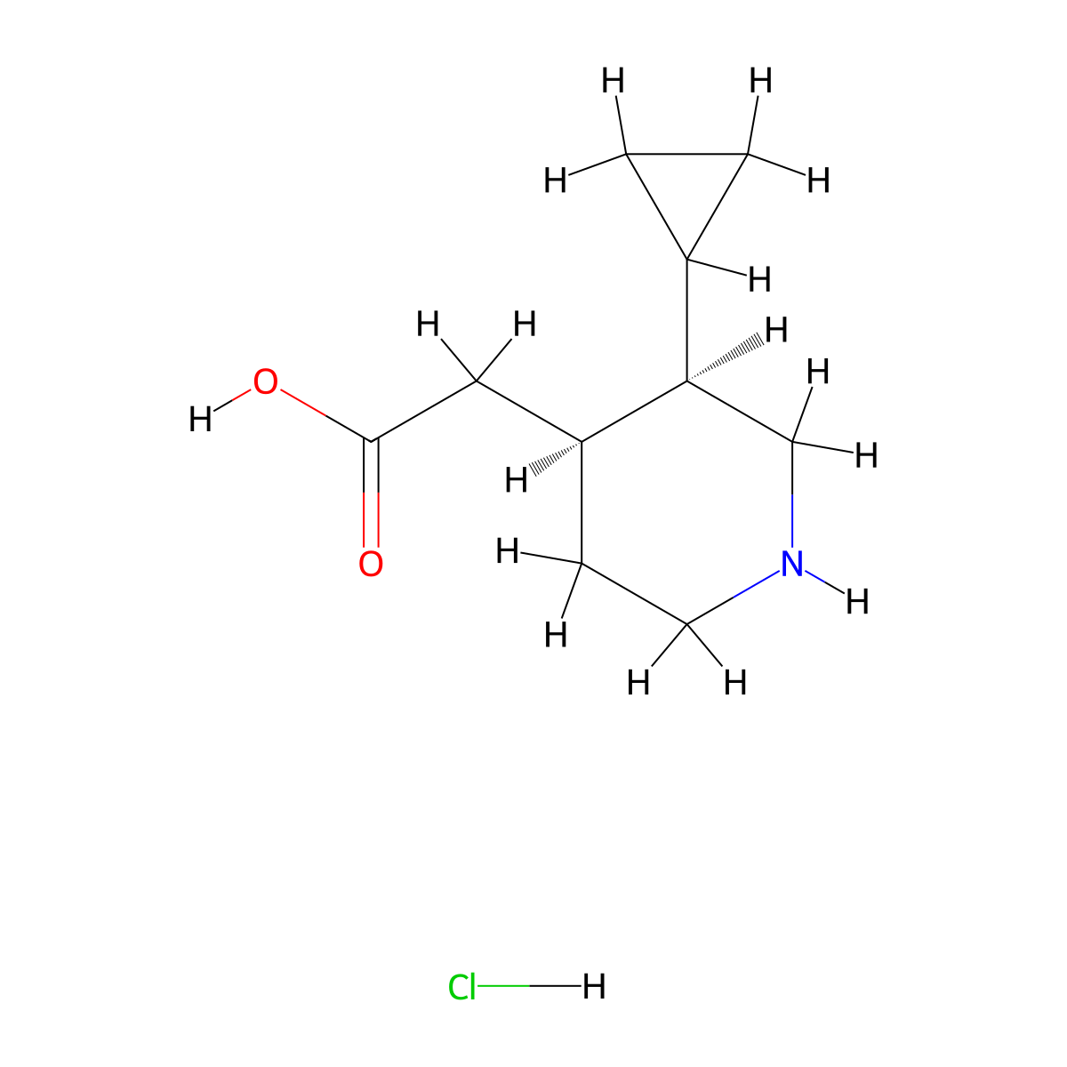 2-[(3R,4S)-3-cyclopropylpiperidin-4-yl]aceticacidhydrochloride molecular structure, CAS 2490314-31-1