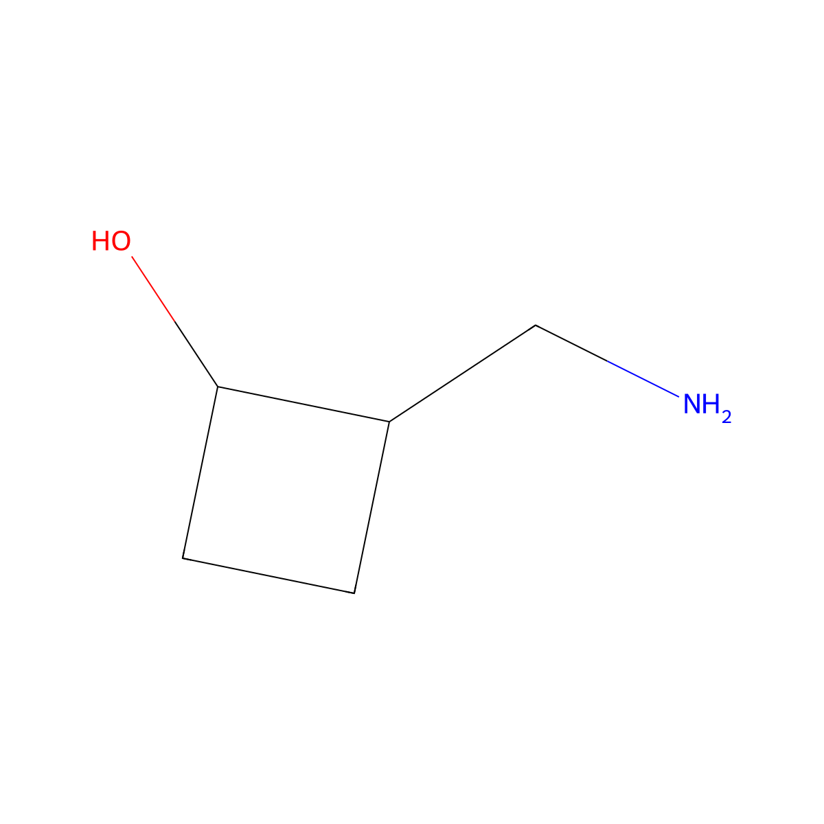 rac-(1R,2R)-2-(aminomethyl)cyclobutan-1-ol molecular structure, CAS 2490314-32-2